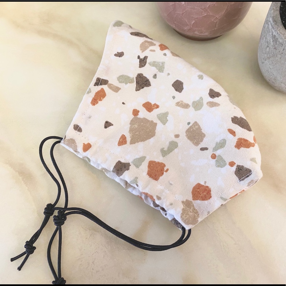 Terrazzo print adjustable layered cotton face mask